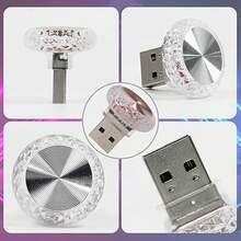 PAKRYS 2 件 USB LED 天使眼水晶氛围灯，汽车内饰配件，即插即用 USB 装饰夜灯，适用于大多数汽车（多色） - 蘑菇小氛圍燈 - 查看 10