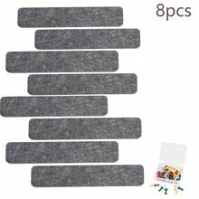 8pcs Cork Board Strips-Felt Nail Board Strips, Suitable For Office And Home Wall Decoration, Notice Board Self-Adhesive, With Thumbtacks, Can Stick Notes, Photos, Schedules