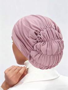 1 pieza Nuevo estilo de gorro elástico de punto de unicolor para mujer, pañuelo musulmán de moda trenzado, adecuado para uso diario, accesorio para cubrir el cabello suelto