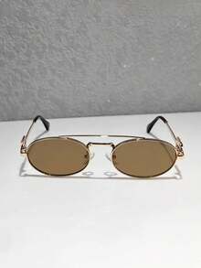 一副Y2K复古椭圆形小框时尚眼镜，优雅百搭，适合休闲场合，可作为女士时尚眼镜、沙滩配饰，复古Y2K风格 - 彩色 - 查看 6