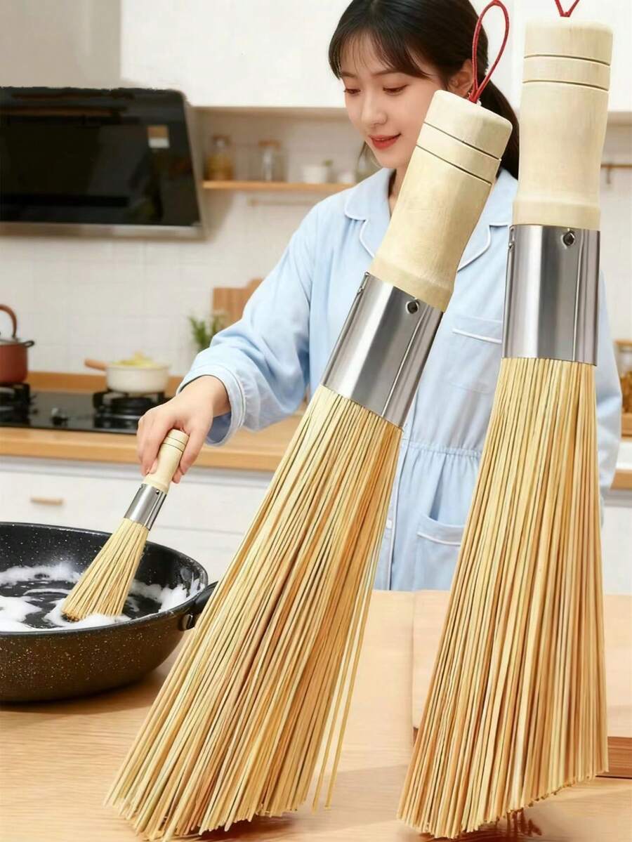 1 件天然竹锅刷，厨房锅具清洁刷，手工制作传统竹锅刷，快速清洁锅具，易于清洗