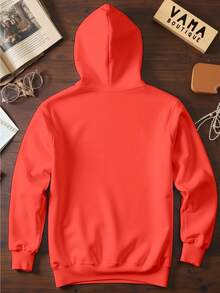 Sudadera para mujer estilo casual, diseño básico, tela suave, color sólido, ajuste holgado, capucha, manga larga, otoño invierno, uso diario, sudadera - Naranja - Ver 2