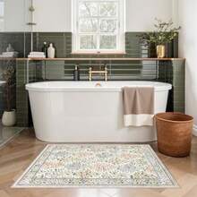 Entryway Rug Vintage Floral Soft Non  Low Pile 2x3 Rug Washable Modern Entrance Rugs Indoor For Bedroom Kitchen Laundry Beige