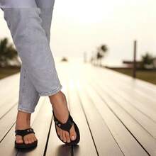 Women's Orthopedic Flip Flops In Black – Comfortable, Lightweight And Anatomical, Massaging Sole, Ideal For Fasciitis And Heel Spurs, 34-39 - 金屬 - 黑色 - 查看 7
