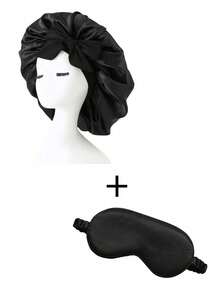 2pcs Luxury Satin Silk Soft Cap With Adjustable Drawstring - Lightweight Hair Care Soft Cap, Smooth Eye Mask, Blackout Non-Compressive Eye Mask, Suitable For Overnight Wear, Long Curly Or Braided Hair - High-End Bathroom Accessory, Fashionable And Comfortable, Suitable For Women Bonnet For Women - Multicolor - View 3