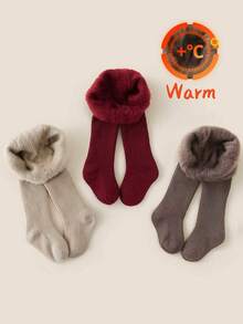 3/1 Pair Girls Warm Tights, Solid Color Thick Thermal Leggings, Classic Versatile Soft & Comfortable Stirrup Pants, Suitable For Autumn/Winter Daily Wear Or Holiday Gifts - Multicolor - View 6