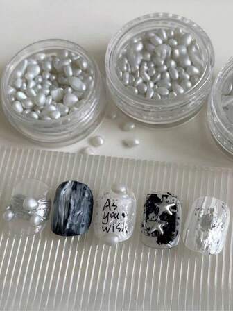 1pc New Pearlescent Pebble Nail Jewelry Rhinestones, Minimalist 3D Asymmetrical Glossy High-Quality Niche Versatile, Suitable For Nail Art Design, Y2K, Used As DIY Nail Decoration Parts, Nail Accessories