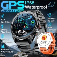 GUHUAVMI Smart Watch M70, Men's GPS Sports Watch, Dual-Band Multi-Satellite Positioning, 1.75inch 466*466 HD AMOLED Screen, 850mAh Long Battery Life, Alloy Body, With Bluetooth Call, Voice Assistant, Strong LED Flashlight, GPS Tracking, Compass, Altitude, Barometer, 100+Sports Mode, Fitness Tracker Watch, IP68 Waterproof Watch, Smartwatch For Men, Smartwatch For Women, Best Gifts