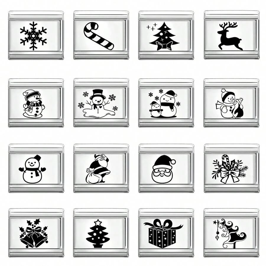 1 Stück individuell gestaltbares DIY italienisches modulares Armband, mit Weihnachtselementen, geeignet für Weihnachten, Neujahr, Halloween, Valentinstag, Weihnachtsstil, charmantes Design, Edelstahl Schmuck, Weihnachts- & Halloween-Essentiell, lokal, praktisch & modisch, Weihnachtsdekoration, Party-Outfit-Anleitung, Weihnachtsgeschenkzubehör, Weihnachtshaus-Atmosphäre, Halloween-Accessoires, geeignet als Partygeschenke für Freunde/Familie/Paare, Retro-Botanik-Stil, elegantes schwarzes Design, stabiler Herbstfarbton