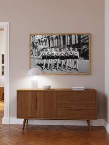 1 pièce Impression d'art vintage de la ligne de chœur de New York sans cadre - Décoration murale noir et blanc pour le salon, la chambre à coucher, le bureau à domicile - Idée de cadeau parfaite