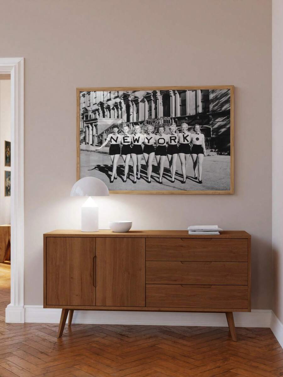 1 pièce Impression d'art vintage de la ligne de chœur de New York sans cadre - Décoration murale noir et blanc pour le salon, la chambre à coucher, le bureau à domicile - Idée de cadeau parfaite