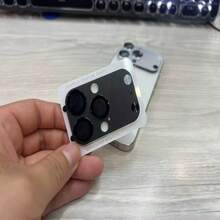 Película protectora de lente de vidrio de alta resistencia compatible con iPhone 14/15/16 Pro Max - Plateado - Ver 4