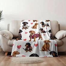 Super Soft Cute Dachshund Prints Flannel Printed 3D Blanket, As Birthday Gifts, Family, Wedding, Souvenir Blankets, Polyester Blankets Suitable For All Seasons, Washable, Machine Washable, Lightweight, Breathable, Comfortable, Warm, Unique, 280gsm For Him, Her Personalized Ideal Gifts For Her, Him, Family, Boyfriend, Girlfriend, Father, Family, Mother, Lover, Daughter, Son, Grandfather, Grandmother, Friend, Classmate, Pet.   Perfect Nap, Camping, Travel, Home, Daily Life, Office Decoration, Birthday, Anniversary, Valentine's Day, Thanksgiving, Christmas, Halloween, Mother's Day, Father's Day, Wedding, New Year Gifts ,Sofa,Bed,Car,Bedroom,Living Room,Office,  Outdoor Camping, Beach,Wall Decoration - Nhiều màu 33 - Xem 5
