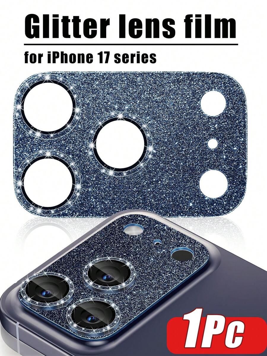 1pc Ultra-Clear Tempered Glass Camera Lens Protector Film, 9H Scratch-Resistant, Compatible With IPhone 17 Pro Max/17 Pro, Shiny Diamond, Easy Installation, Suitable For Phone Cases, Shiny Blue