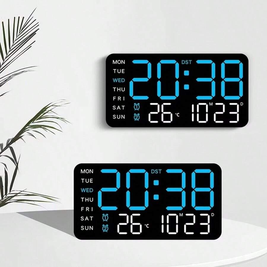 智能语音闹钟，USB 供电 LED 数字时钟，带温度和湿度、日期、双闹钟、亮度可调、12/24 小时格式