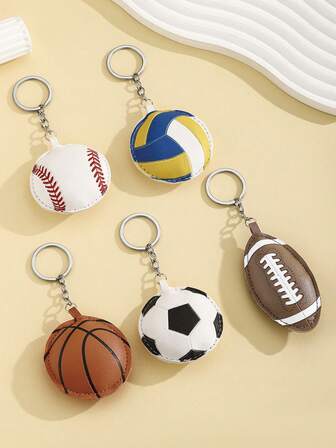 1pc Sports Style DIY Handmade PU Padded Ball Keychain, Sports Themed Keyring, Suitable As Gifts For Lovers, Friends, Commemorative Items, Creative Gifts For Girlfriend, Holiday Gifts, Mobile Phone And Car Accessories