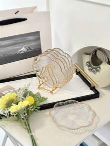 1/2/4/6pcs Food Trays, For Holding Desserts, Cakes - Transparent Lace Plate 15cm - View 8