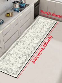 1 件装硅胶厨房垫，带有浪漫水墨画图案，奢华优雅风格缓解疲劳厨房地毯，吸水防滑地毯，适用于厨房、浴室、入口、洗衣房