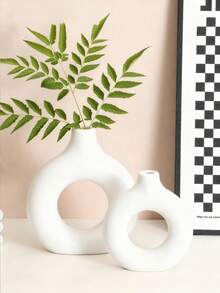 1/3个装饰花瓶，甜甜圈造型花瓶，北欧波西米亚风格花瓶，白色塑料花瓶，家居装饰中心摆件花瓶 - 适用于婚礼、餐桌、派对、客厅、卧室、办公室装饰，可插干花和植物 - 彩色 - 查看 5