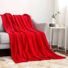 - Manta de forro polar rojo para sof de 300 g, manta de felpa sper suave, ligera, a rayas, clida, transpirable, clida, clida, transpirable, para camasof, 127.0x 152.4 - 50"x60" + Rojo - Ver 9