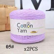 2pcs/Set 100% Cotton Yarn, 200g Total, Vibrant Colors, Lightweight Suitable For Knitting & Crochet Crafts, Ideal Starter Kit, 1pc 100g - Multicolor - View 17