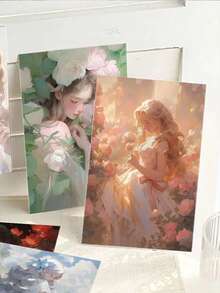 10 Stücke Blumen Mädchen Wandaufkleber, schöne, künstlerische und minimalistische Blumen Grußkarte Postkarte, für Innenräume, Schlafzimmer, Studentenwohnheim Wand, Premium Wandaufkleber