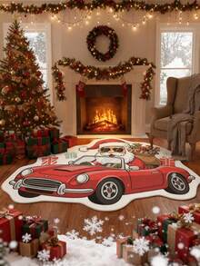 1pc Christmas Car Decorative Carpet, Christmas Carpet, Christmas Gift, Christmas Decor, Bedroom Decor, Small Rug, Carpet, Home Decor, Living Room Carpet, Living Room Small Rug, Bedroom Carpet, Living Room Home Decor, Outdoor Carpet, Washable Plush Carpet, Thick Carpet, Fluffy Carpet, Autumn/Winter Carpet