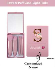 Customizable Portable 5 Brush Makeup Travel Set With Mirror, Mini Multi-Function Loose Powder Brush, Foundation Brush, Shadow Box With Mirror - Multicolor - View 12