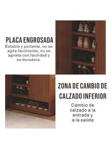 Zapatero Moderno Madera  Minimalista 4 Puertas  120cm - Marrón - Ver 6