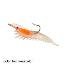 Topline Tackle 4pcs/Box 6cm 3g Glow-In-The-Dark Realistic Shrimp Soft Bait Artificial Soft Hook Fishing Lure For Bass Saltwater Fishing Tackle