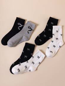 6 șosete cu fundiță decorativă până la jumătatea gambei, moi și confortabile, potrivite pentru birou, ținute casual sau în aer liber - 6 bucăți culori mixte - Vizualizare 3