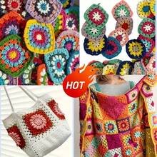 2/10/20 piezas Cuadrados de flores tejidos a mano - Colores mixtos vibrantes, patrones florales exquisitos, adecuados para decoración de suéteres, embellecimiento de ropa, kit de manualidades DIY, set de manualidades para mujeres - Multicolor - Ver 4