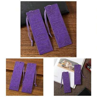 2 Pcs Christian Leather Bookmarks Women, Purple Christian Gifts Women Book Marks Reading Women Purple