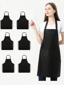 1/5 chiếc Tạp dề yếm - Tạp dề đen Unisex số lượng lớn có 2 túi rộng rãi có thể giặt bằng máy dùng cho nhà bếp, chế tạo, vẽ BBQ - màu đen - Xem 6