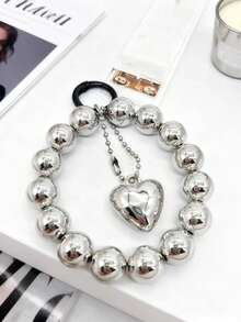 Personalized Creative Silver Bead Detachable Chain Wrist Strap, Phone Case, Key Chain, Bag Pendant, Fashionable For Women