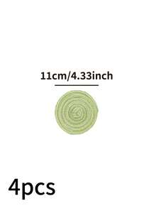 1/4/6/12pcs Bohemian Style Woven Placemats, Round Solid Color Dining Table Mats For Kitchen, Bowls, Cups, Suitable For Holidays, Parties, Birthdays, Vintage, Countryside, Outdoor, Home Decor, All Seasons - Green - View 10