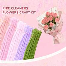 500 件管道清洁器工艺品 - 散装管道清洁器，含 5 种颜色管道清洁器、雪尼尔花茎用品，含 20 件花茎、园艺胶带和花蕊以及贺卡，适用于花束 DIY 艺术和工艺项目 - 彩色 - 查看 8