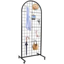 Grid Wall Panels Display Stand With T-Base Mobile Floorstanding, Heavy Duty Grid Panel Rack With Wheels For Retail, Vendor Events & Craft Fairs - Black-18711 - 查看 10