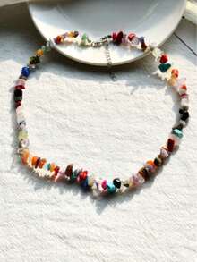 1pc Asymmetrical Colorful Beaded Necklace, Flattering, Suitable For Beach, Fashion For Women And Men, Couples - Irregular Necklace - View 21