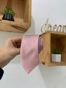 top ties Rose Medium Rose Cinnamon Checkered Tie For Groomsman, Groom - Bụi hồng - Xem 2