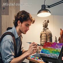 168/120/80/48/36/24 PCS Marker Sets, Dual-Tips, DIY Craft Pens, Watercolor Pens, School Supplies, Professional Permanent Colors, For Painting, Sketching, Coloring, Calligraphy - Ideal For Halloween & Christmas Gifts, Art Lovers, Art Supplies - 24 種顏色和記號筆 - 查看 5