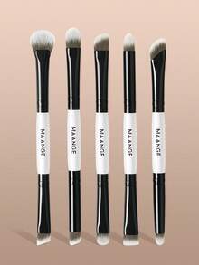 MAANGE 5 قطع مجموعة فرش ظل العيون ذات الرأسين للاستخدام المزدوج، فرشاة ظل العيون، فرشاة الحواجب، فرشاة الآيلاينر، فرشاة التظليل، فرشاة تظليل الأنف، فرشاة الكونسيلر، فرشاة التفاصيل، مجموعة فرش مكياج محترفة متعددة الوظائف للاستخدام المنزلي أو السفر، هدايا للأصدقاء، فرشاة الحواجب، فرشاة ظل العيون، فرشاة الرموش