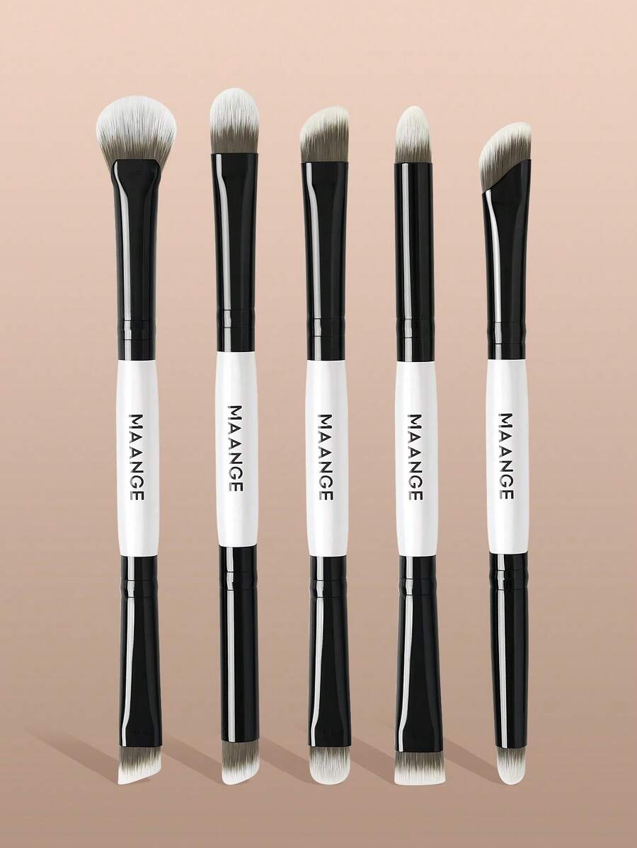 MAANGE 5 قطع مجموعة فرش ظل العيون ذات الرأسين للاستخدام المزدوج، فرشاة ظل العيون، فرشاة الحواجب، فرشاة الآيلاينر، فرشاة التظليل، فرشاة تظليل الأنف، فرشاة الكونسيلر، فرشاة التفاصيل، مجموعة فرش مكياج محترفة متعددة الوظائف للاستخدام المنزلي أو السفر، هدايا للأصدقاء، فرشاة الحواجب، فرشاة ظل العيون، فرشاة الرموش