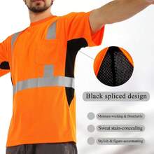 Reflective Shirts, Class 2 High Visibility Shirts For Men Construction Work Mesh Short Sleeve Orange 5XL,24199806 - 橘色 - 查看 2