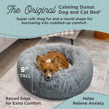 Best Friends By Sheri Original Calming Donut Dog And Cat Bed, Shag Faux Fur, Gray, (30in X 30in) - Anxiety Relief For Pets Up To 45 Lbs,24223623 - 淡紫色 - 查看 2