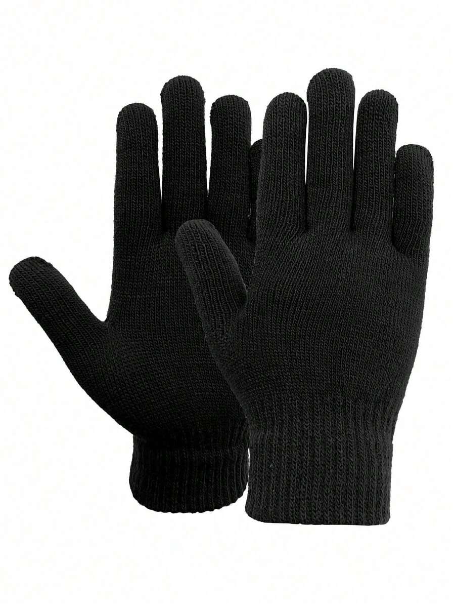 1 双男女通用冬季保暖防寒抓绒针织手套，黑色全指针织手套，加厚冬季骑行/滑雪手套，适合户外雪上活动、冬季骑行、徒步旅行，提供保暖。款式随机发货。 - 彩色 - 查看 1
