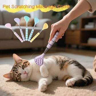 Pet Massage Brush With Telescopic Handle, Cat Soothing And Scratching Brush, Pet Massage Comb