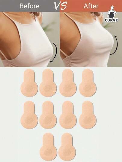 10/20 Pieces (10cm Diameter) Brand New Plus Size Reusable Invisible Breast Enhancement Tape For Large Breasts, Anti-Glare Breast Patches And Sagging Prevention Disposable Stretch Non-Woven Nipple Patches