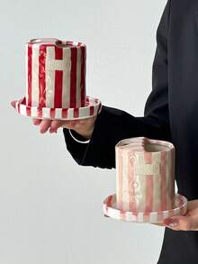 1pc Striped Ceramic Mug And Saucer Set, Classic Striped Ceramic Coffee Cup And Saucer Set, English Afternoon Tea, Black Tea Cup And Saucer, Home Afternoon Tea, Coffee, Juice, Milk, Water Cup, Holiday Gift For Friends And Classmates - Multicolor - View 10