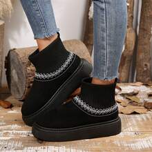 Boots For Women Winter Outdoor Snow Short Ankle Boots Platform Warm Lined Fuzzy Fluffy Shoes Indoor - 黑色 - 查看 6